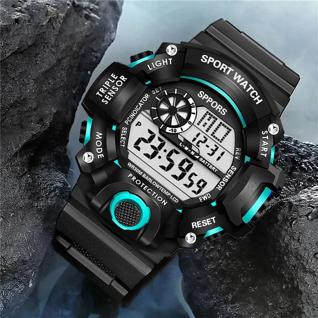 Men’s Sports Digital Watch – Large Dial, Waterproof, Multifunctional, Luminous