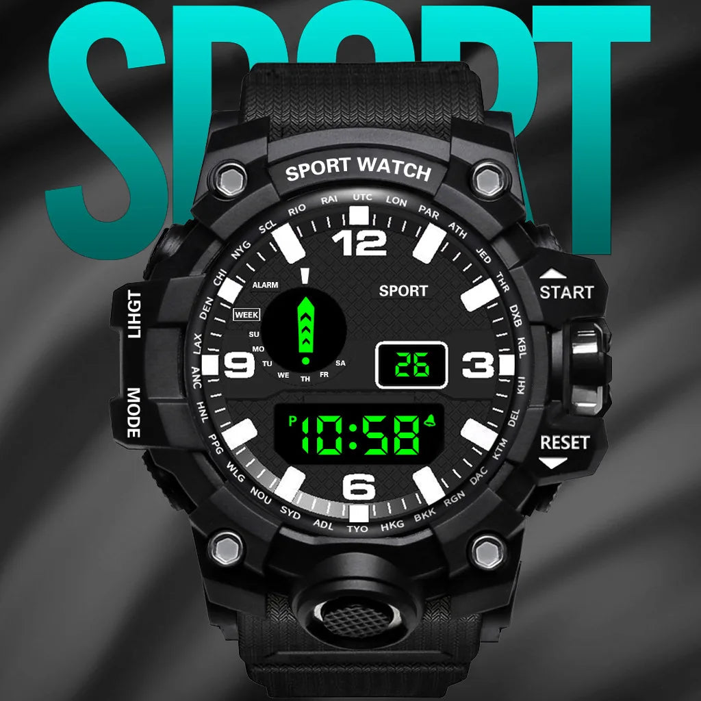 Men’s Sports Digital Watch – Large Dial, Waterproof, Multifunctional, Luminous