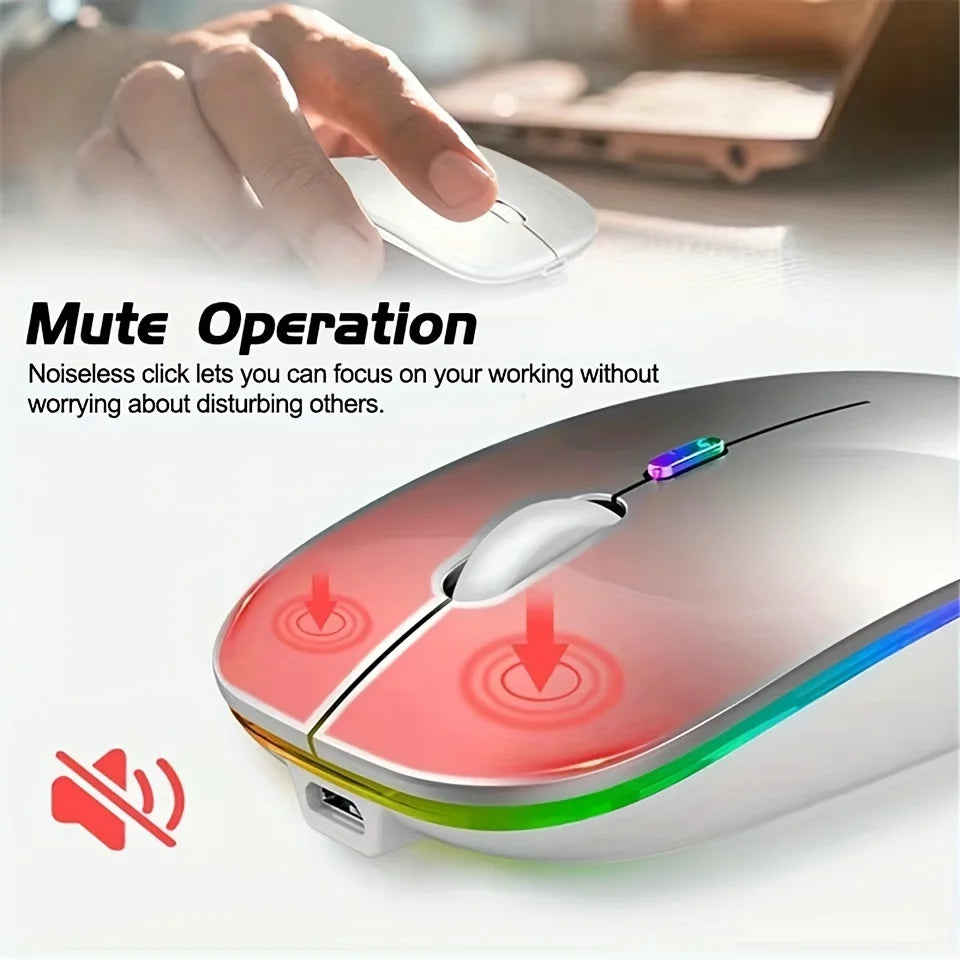 Wireless RGB Mouse – Bluetooth & 2.4GHz Dual Mode, Silent & Rechargeable