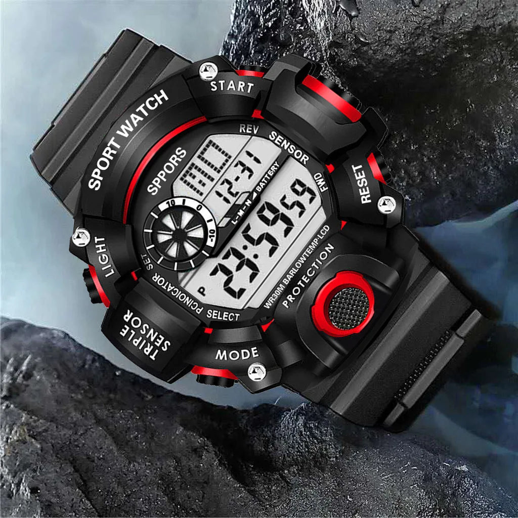 Men’s Sports Digital Watch – Large Dial, Waterproof, Multifunctional, Luminous