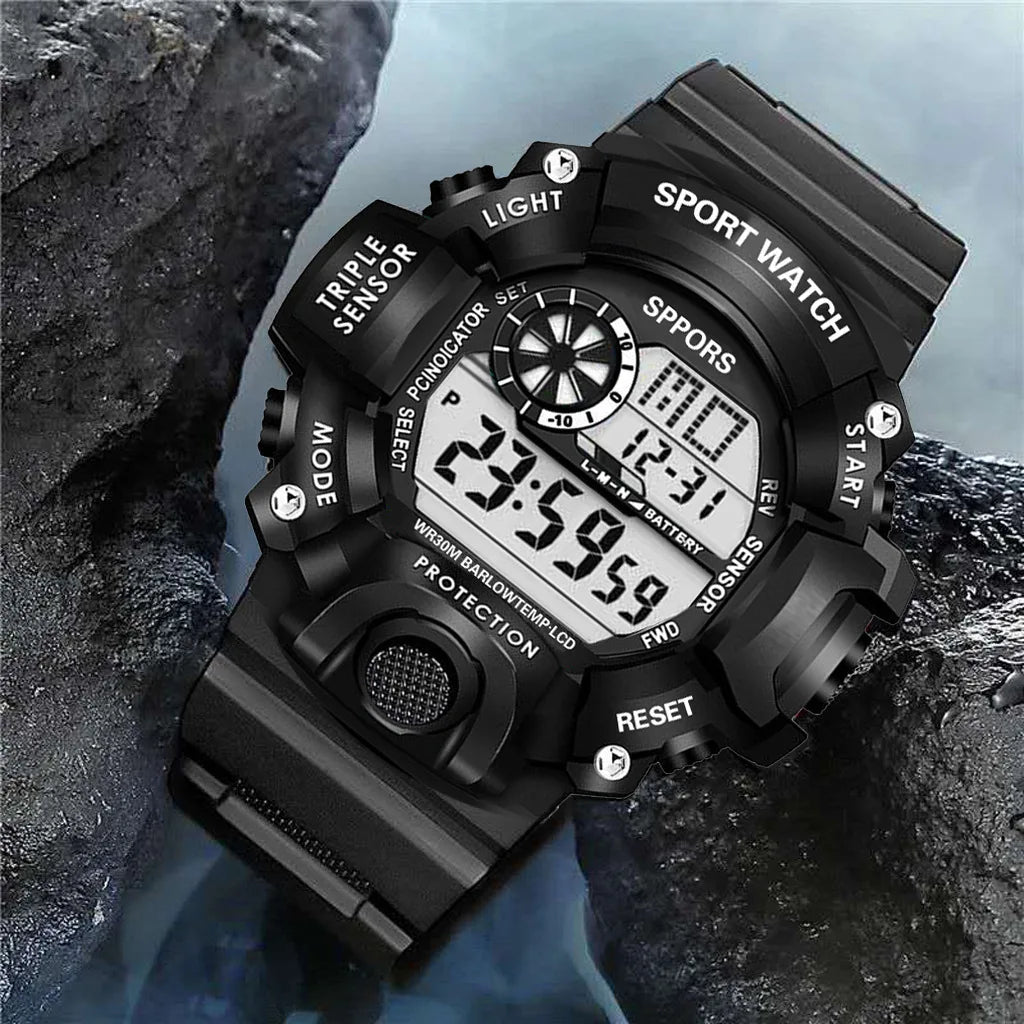 Men’s Sports Digital Watch – Large Dial, Waterproof, Multifunctional, Luminous
