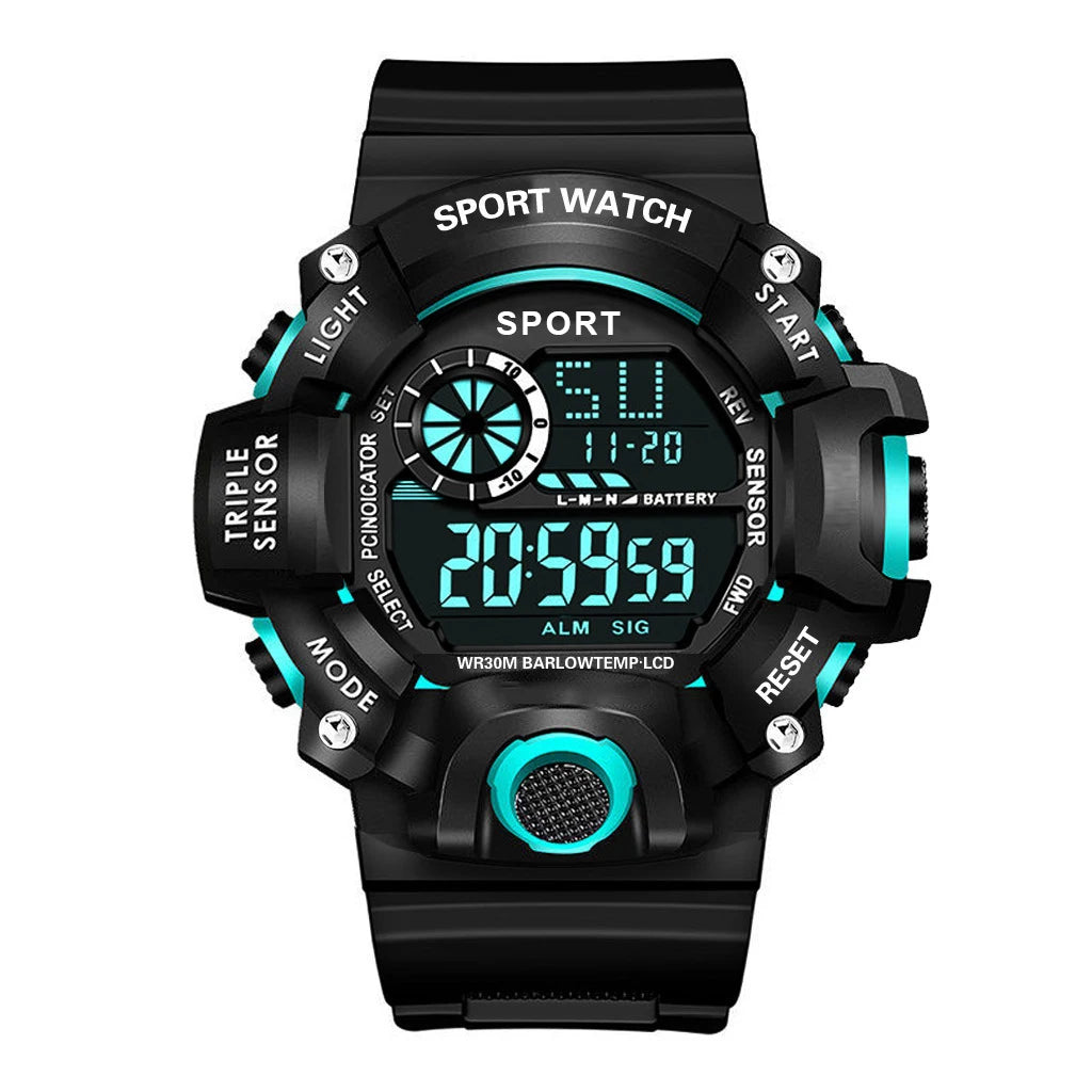 Men’s Sports Digital Watch – Large Dial, Waterproof, Multifunctional, Luminous
