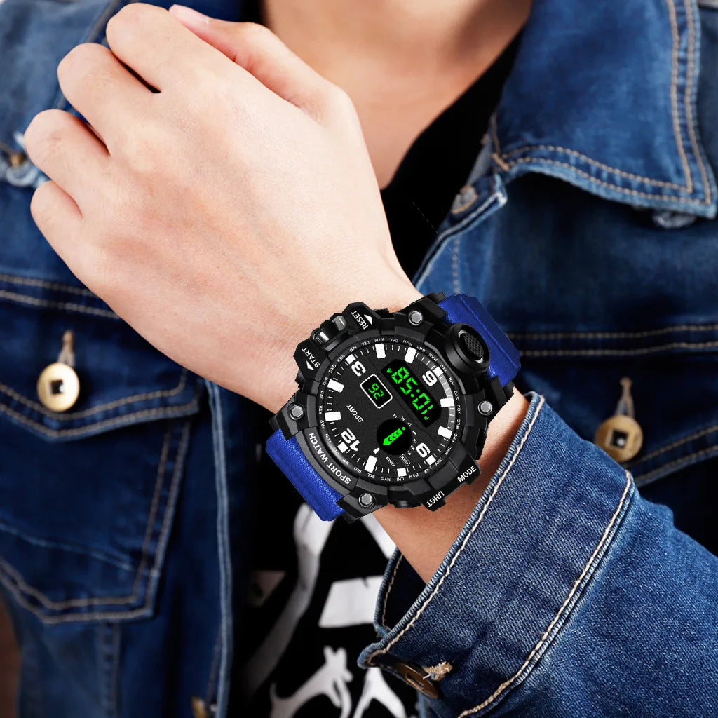 Men’s Sports Digital Watch – Large Dial, Waterproof, Multifunctional, Luminous