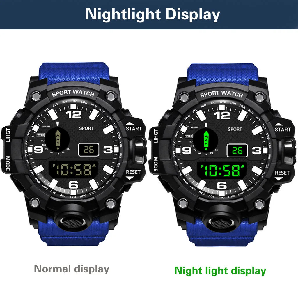 Men’s Sports Digital Watch – Large Dial, Waterproof, Multifunctional, Luminous