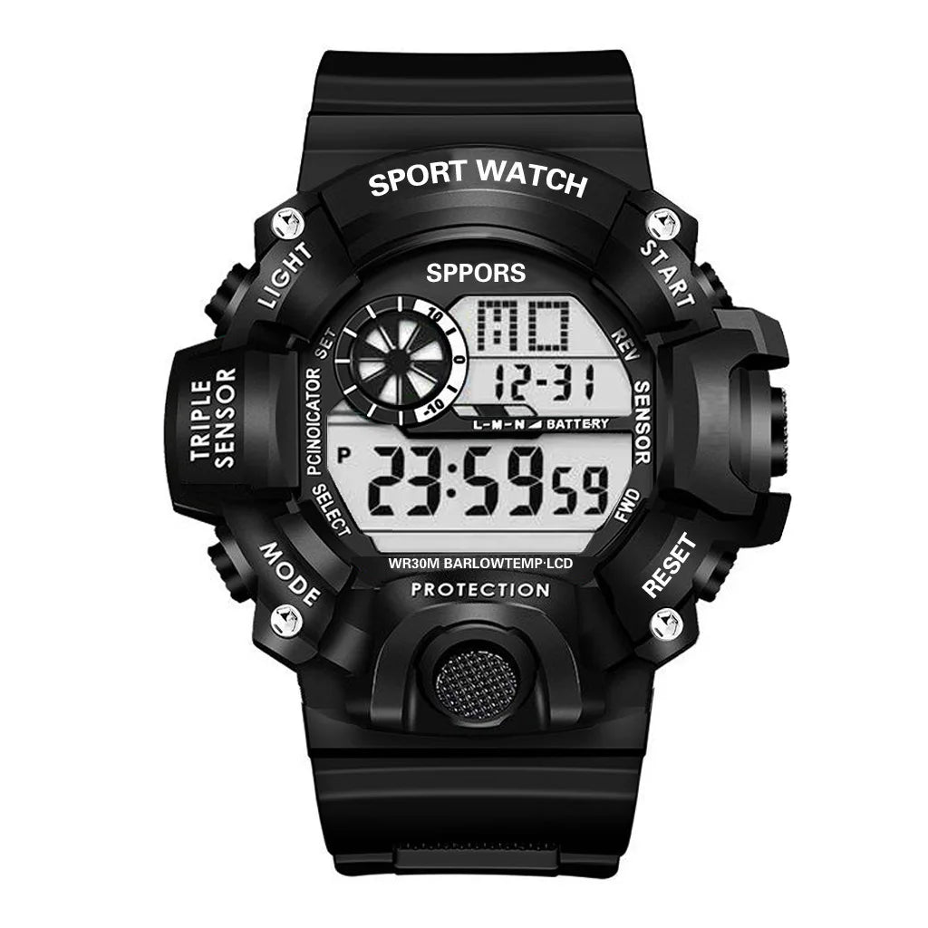 Men’s Sports Digital Watch – Large Dial, Waterproof, Multifunctional, Luminous