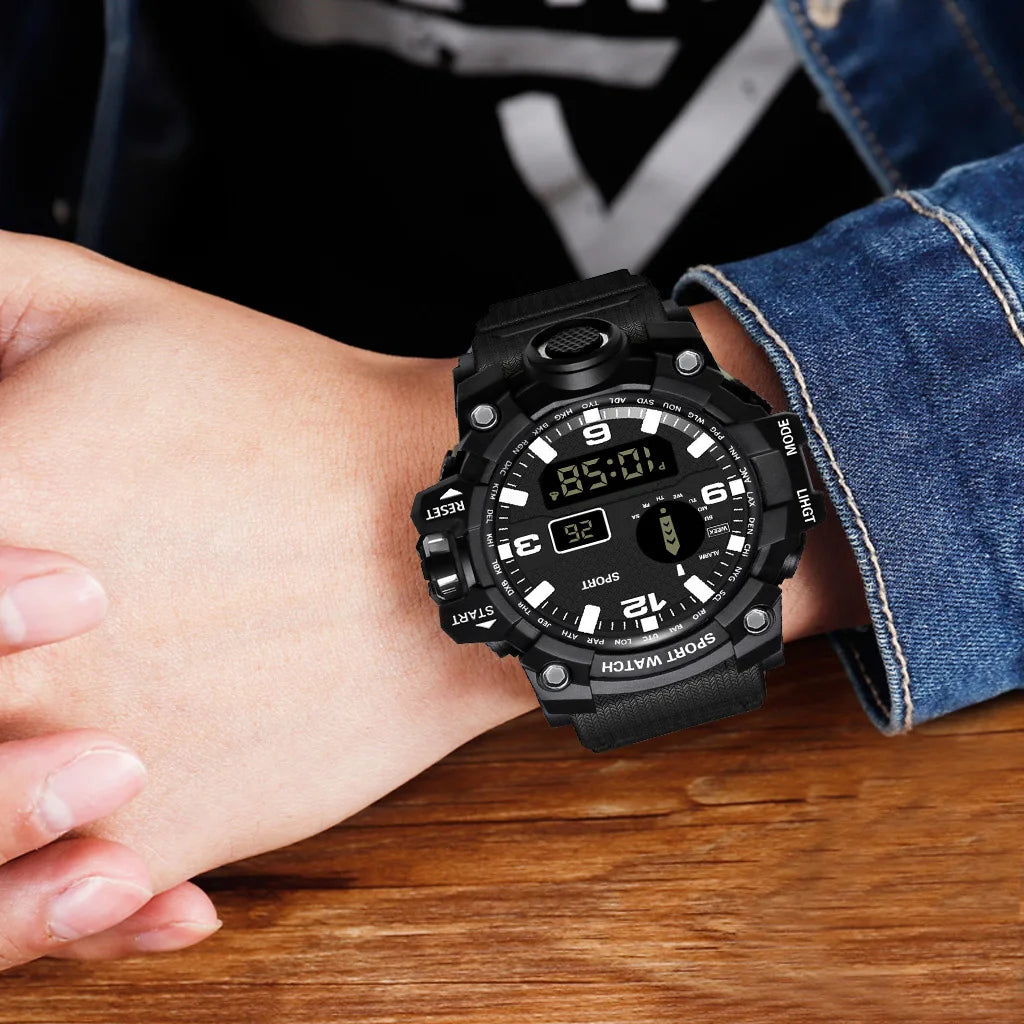 Men’s Sports Digital Watch – Large Dial, Waterproof, Multifunctional, Luminous