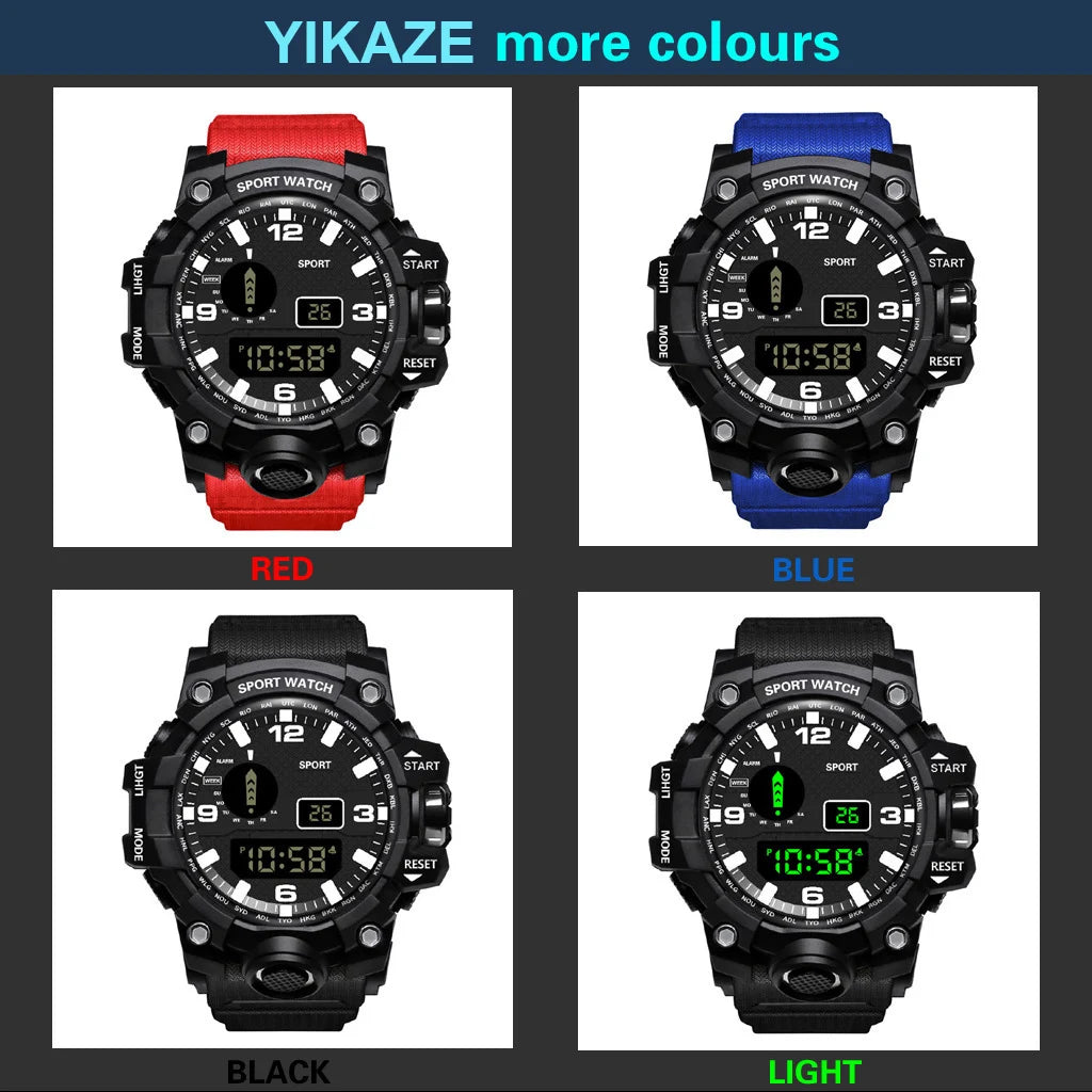 Men’s Sports Digital Watch – Large Dial, Waterproof, Multifunctional, Luminous