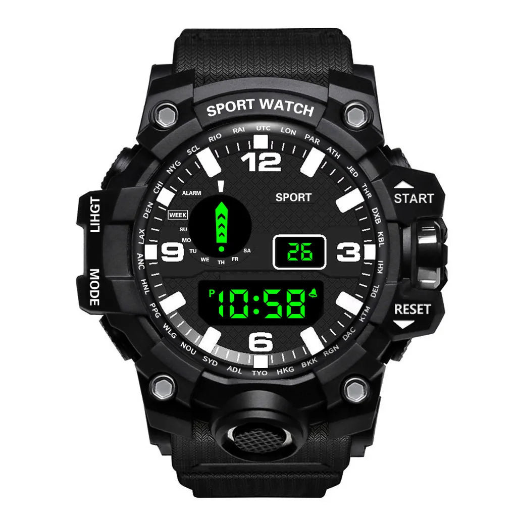 Men’s Sports Digital Watch – Large Dial, Waterproof, Multifunctional, Luminous
