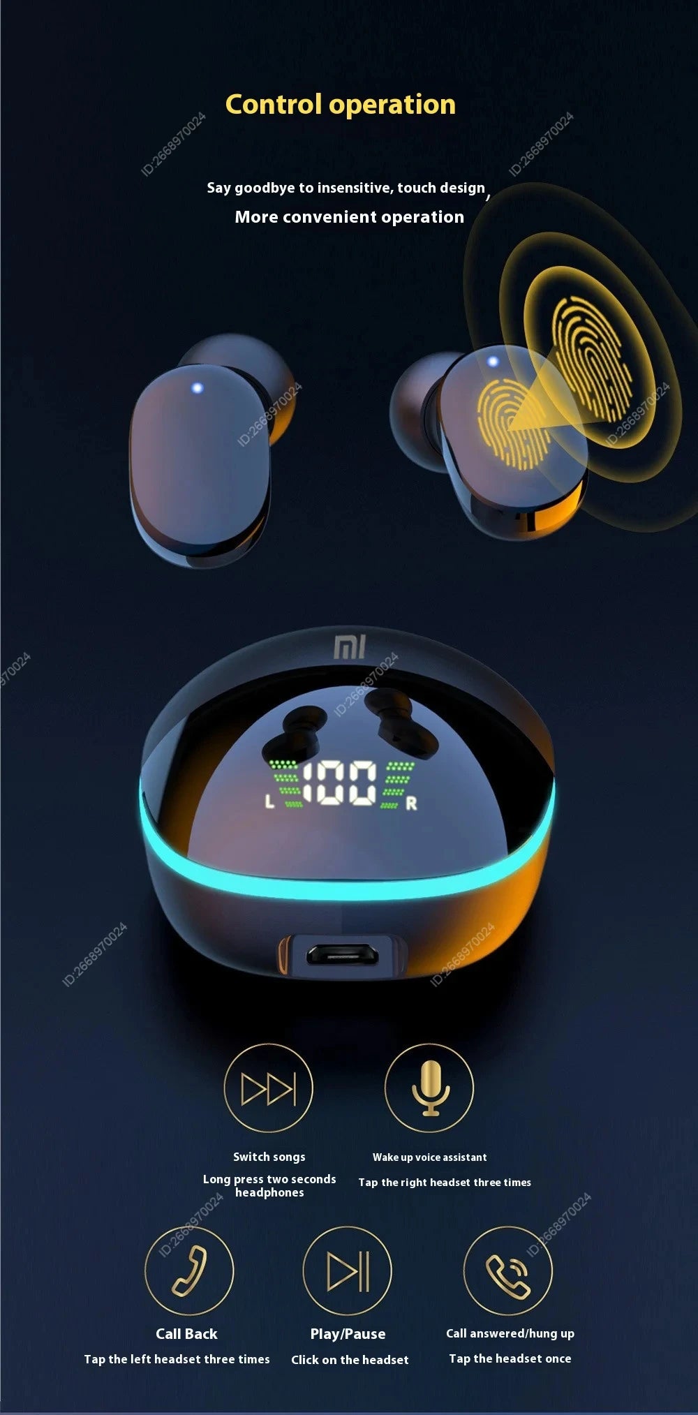 Xiaomi G9S TWS Bluetooth Earbuds – HiFi Stereo, Waterproof, Touch Control & Mic