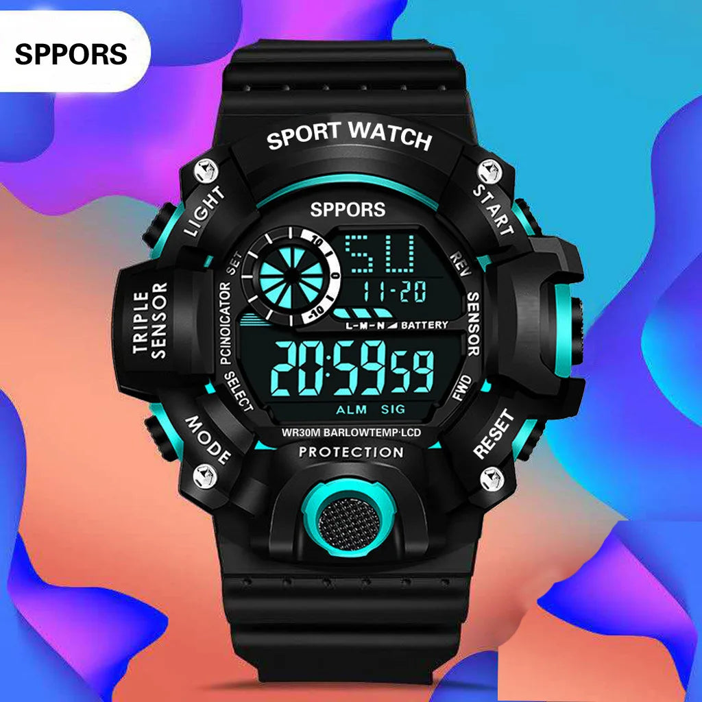 Men’s Sports Digital Watch – Large Dial, Waterproof, Multifunctional, Luminous