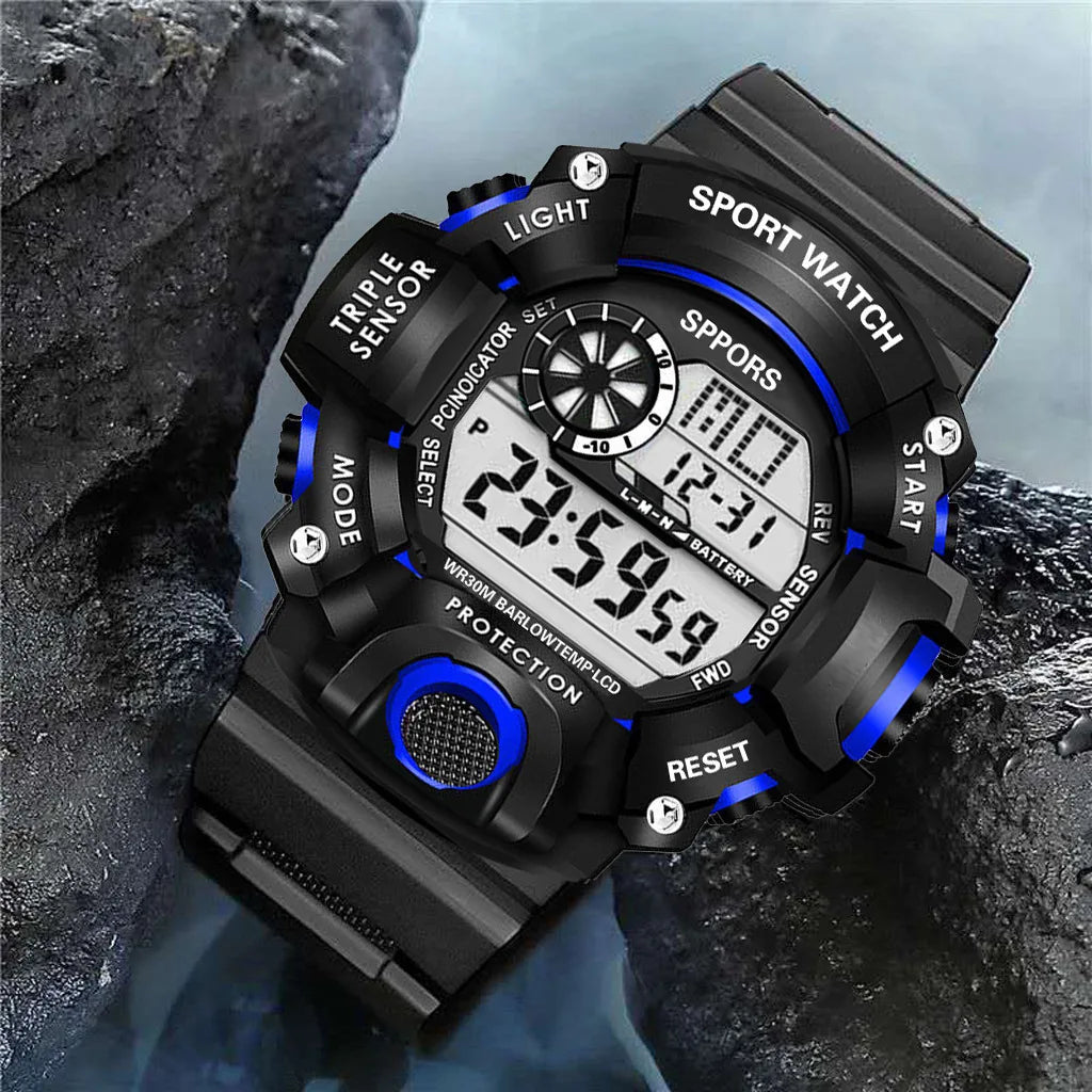 Men’s Sports Digital Watch – Large Dial, Waterproof, Multifunctional, Luminous