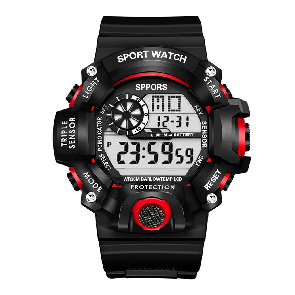 Men’s Sports Digital Watch – Large Dial, Waterproof, Multifunctional, Luminous