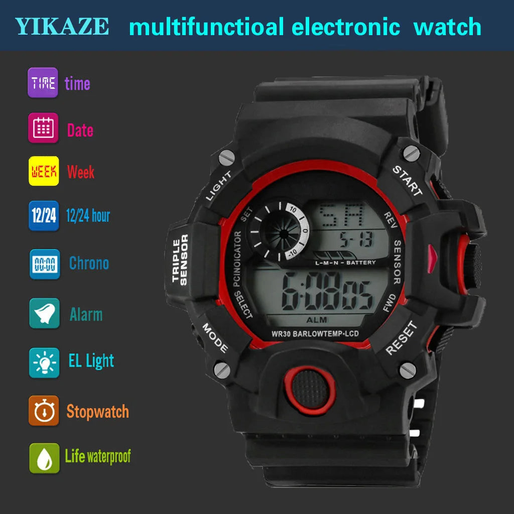 Men’s Sports Digital Watch – Large Dial, Waterproof, Multifunctional, Luminous