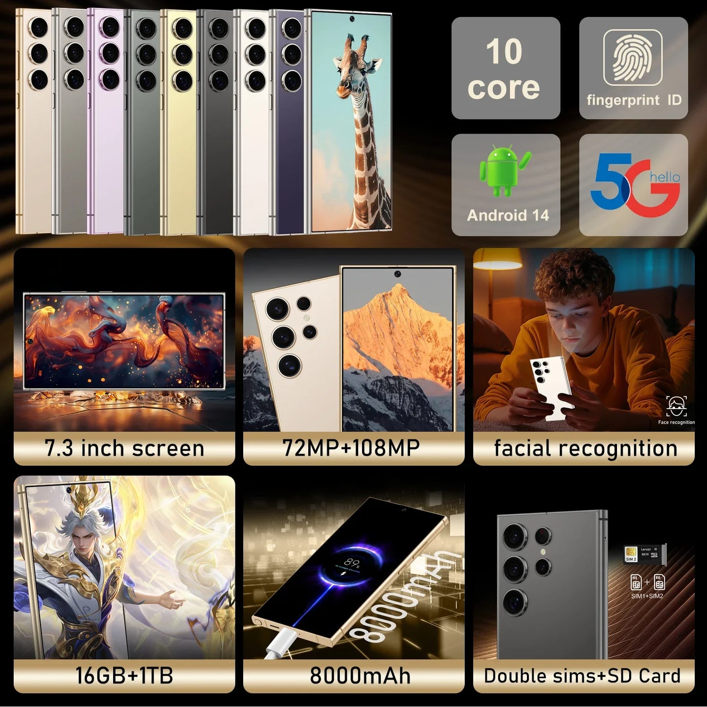 2025 New S25 Ultra 7.3HD Cellphones Global Version 5G Original Dual SIM 7800mAh Mobile Phones