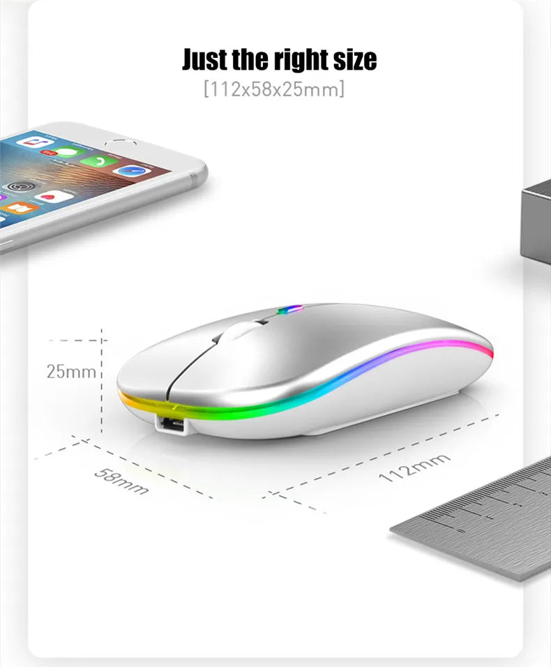 Wireless Mouse Rechargeable Silent LED PC Laptop Computer Bluetooth Dual Mode