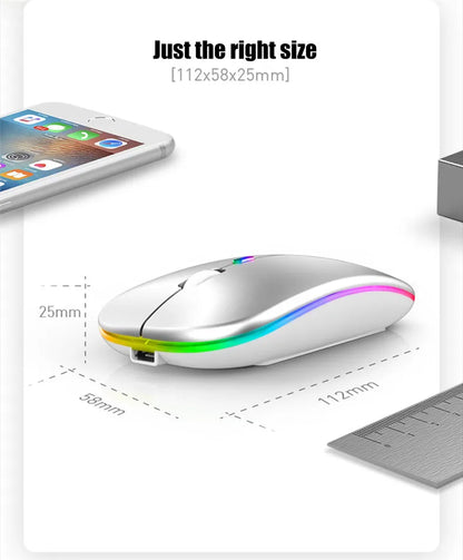 Wireless Mouse Rechargeable Silent LED PC Laptop Computer Bluetooth Dual Mode