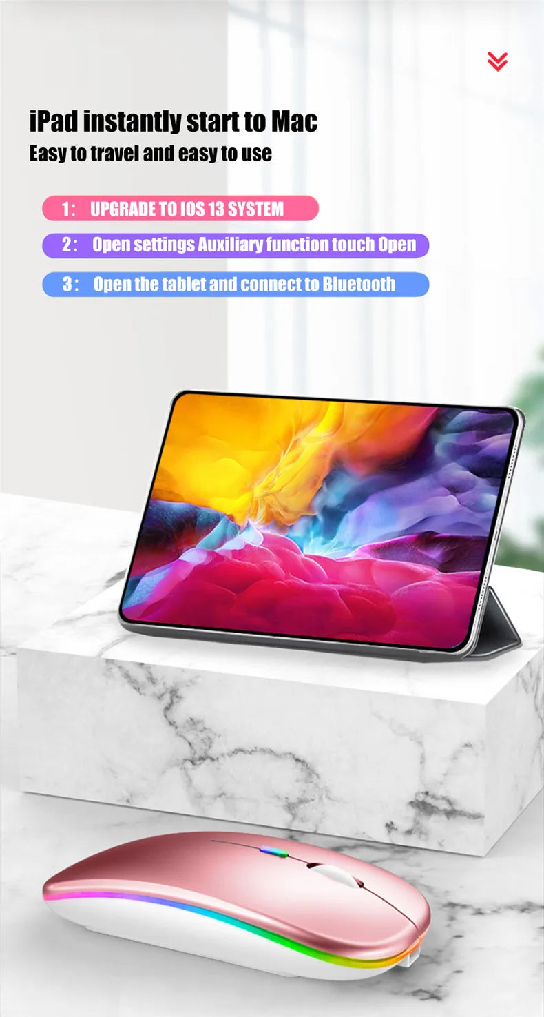 Wireless Mouse Rechargeable Silent LED PC Laptop Computer Bluetooth Dual Mode