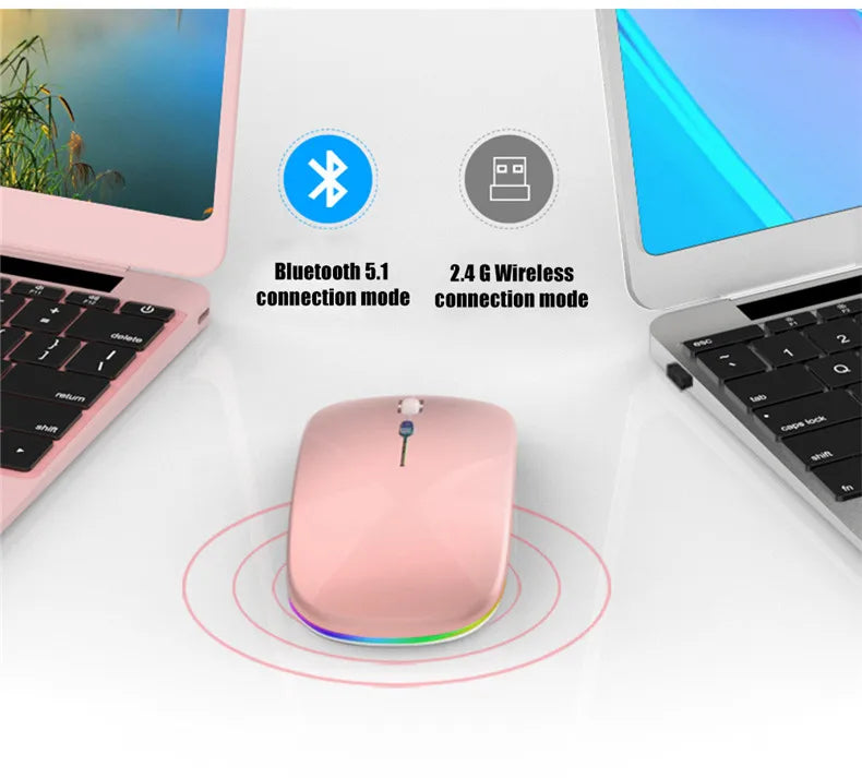 Wireless Mouse Rechargeable Silent LED PC Laptop Computer Bluetooth Dual Mode