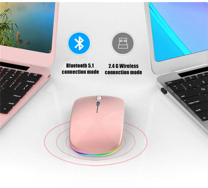 Wireless Mouse Rechargeable Silent LED PC Laptop Computer Bluetooth Dual Mode