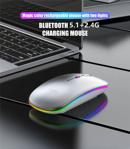 Wireless Mouse Rechargeable Silent LED PC Laptop Computer Bluetooth Dual Mode