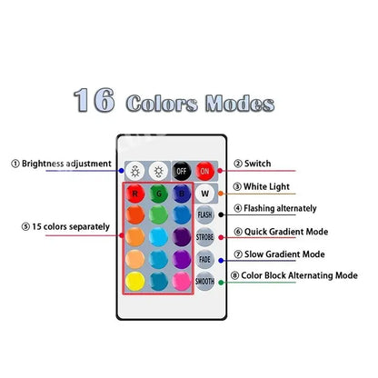 16-Color RGB LED Smart Bulb E27 – Dimmable, Remote Controlled