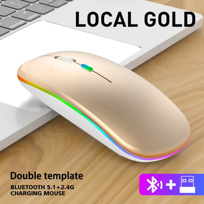 Wireless RGB Mouse – Bluetooth & 2.4GHz Dual Mode, Silent & Rechargeable
