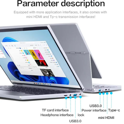 2025 Face ID Laptop 14 Inch 360-degree rotation IPS touch screen 16GB RAM Intel 12th N95 Windows 11 Pro