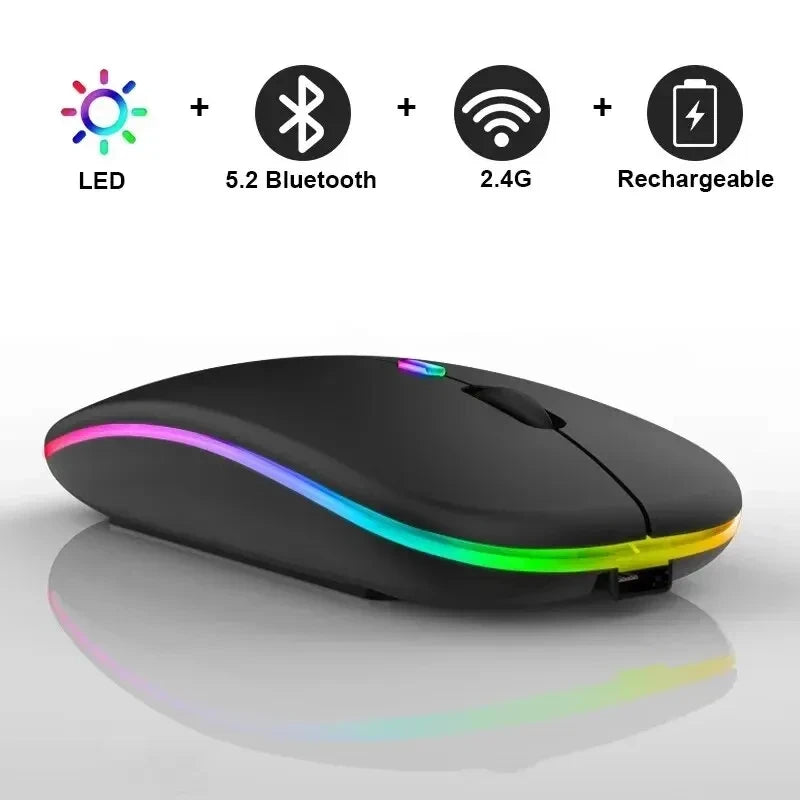 Wireless Mouse Rechargeable Silent LED PC Laptop Computer Bluetooth Dual Mode