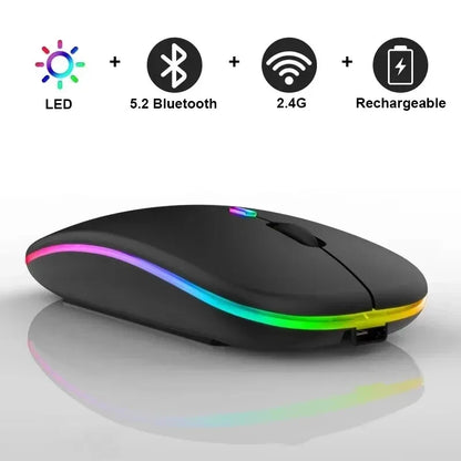 Wireless Mouse Rechargeable Silent LED PC Laptop Computer Bluetooth Dual Mode