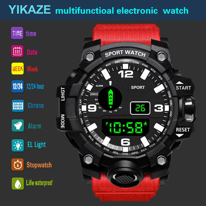Men’s Sports Digital Watch – Large Dial, Waterproof, Multifunctional, Luminous