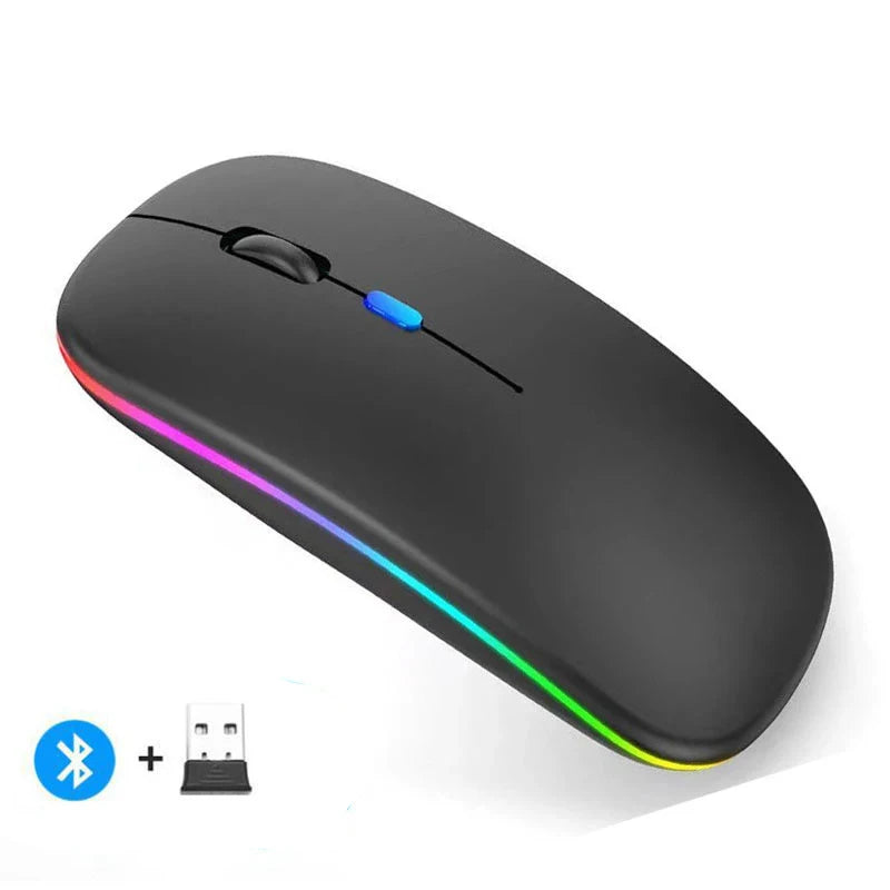 Wireless Mouse Rechargeable Silent LED PC Laptop Computer Bluetooth Dual Mode