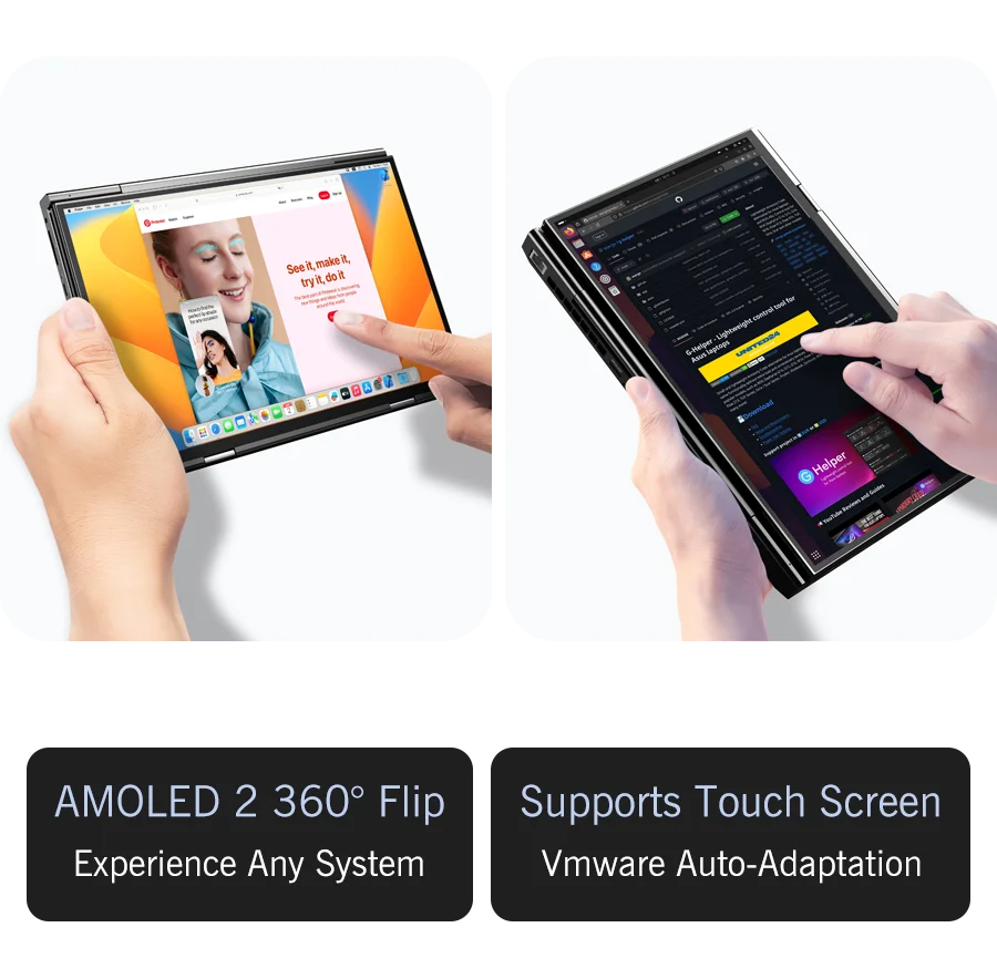 New 2025 Version GPD DUO 13 Inch Dual Touch Screen HX 370 Processor 32GB RAM 1TB SSD