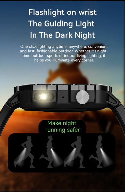 2025 Rugged Military Smart Watch HD Touch Screen Voice Bluetooth Call Smartwatch