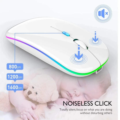 Wireless Mouse Rechargeable Silent LED PC Laptop Computer Bluetooth Dual Mode