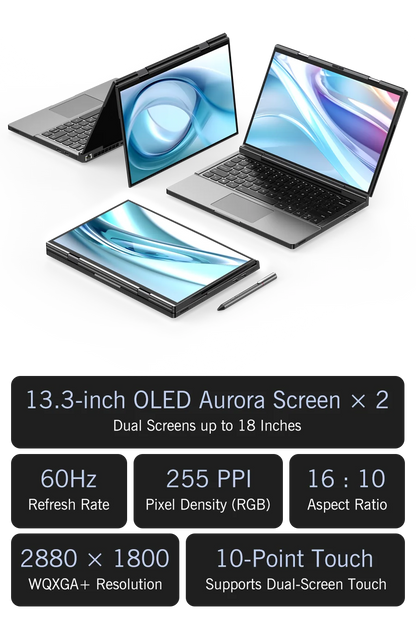 New 2025 Version GPD DUO 13 Inch Dual Touch Screen HX 370 Processor 32GB RAM 1TB SSD