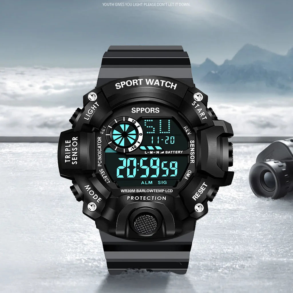 Men’s Sports Digital Watch – Large Dial, Waterproof, Multifunctional, Luminous