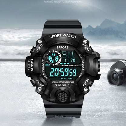 Men’s Sports Digital Watch – Large Dial, Waterproof, Multifunctional, Luminous