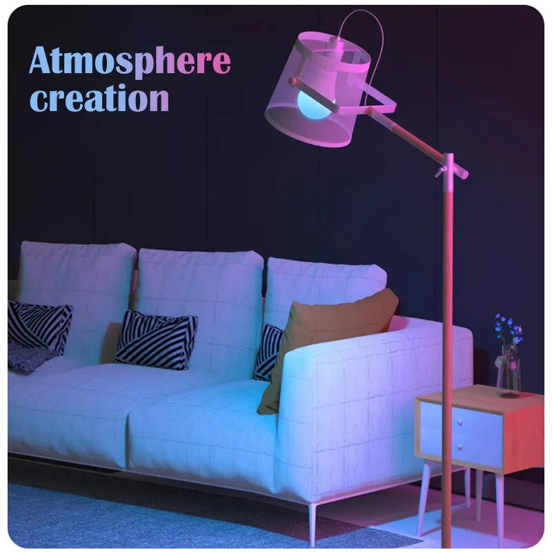 16-Color RGB LED Smart Bulb E27 – Dimmable, Remote Controlled