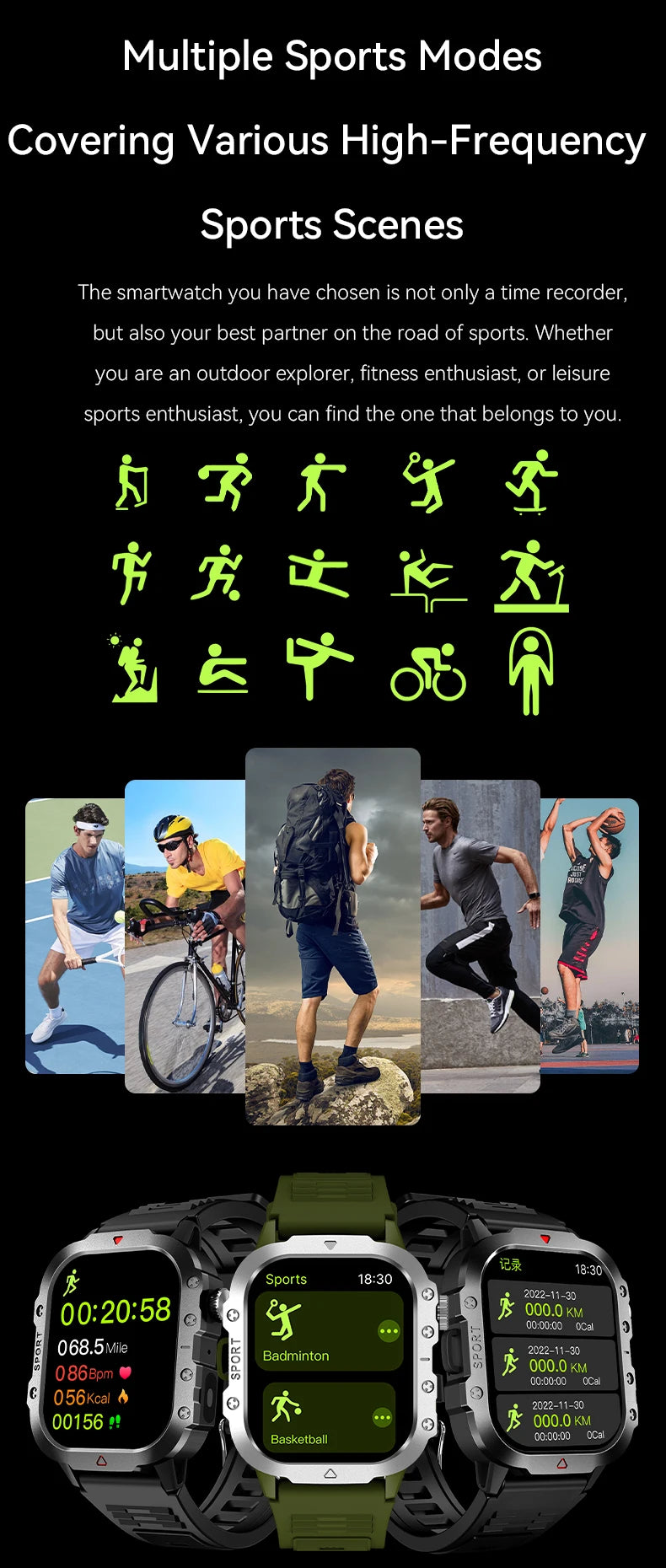 2025 Rugged Military Smart Watch HD Touch Screen Voice Bluetooth Call Smartwatch