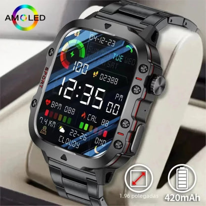 2025 Rugged Military Smart Watch HD Touch Screen Voice Bluetooth Call Smartwatch