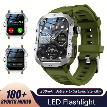 2025 Rugged Military Smart Watch HD Touch Screen Voice Bluetooth Call Smartwatch