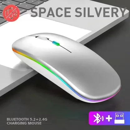 Wireless Mouse Rechargeable Silent LED PC Laptop Computer Bluetooth Dual Mode