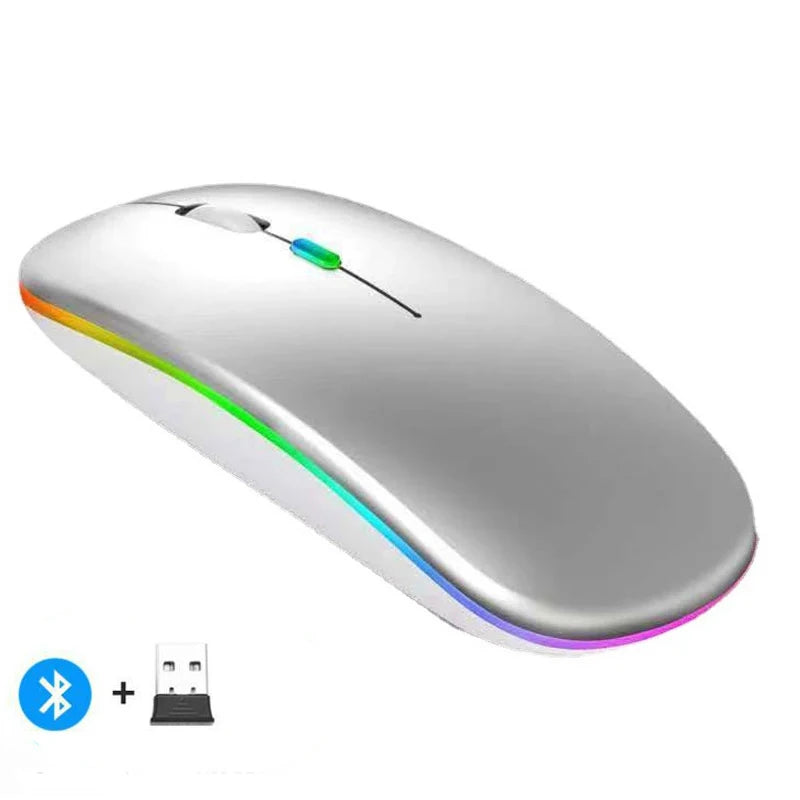 Wireless Mouse Rechargeable Silent LED PC Laptop Computer Bluetooth Dual Mode