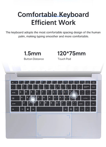 Laptop Computer Windows 11 Pro Intel Atom A3950 2025 12GB RAM 512GB 1TB 2TB SSD 1920*1080P