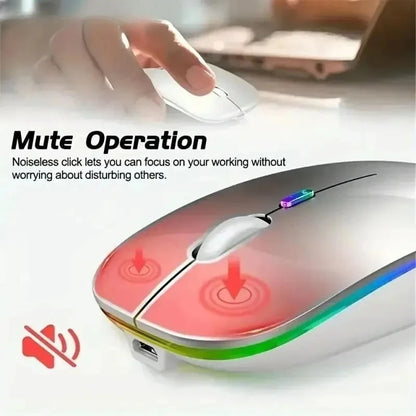 Wireless Mouse Rechargeable Silent LED PC Laptop Computer Bluetooth Dual Mode