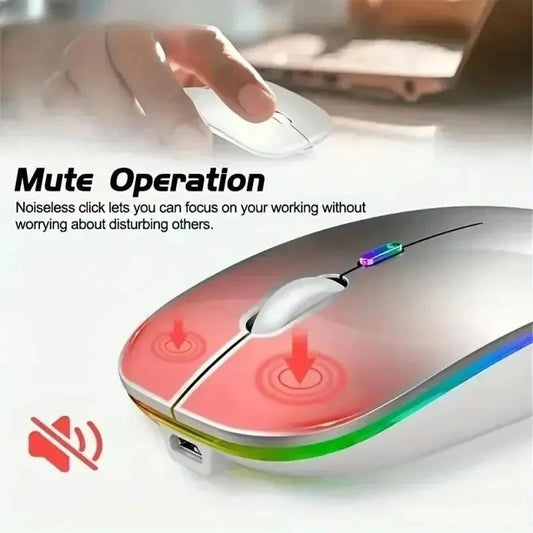Wireless Mouse Rechargeable Silent LED PC Laptop Computer Bluetooth Dual Mode