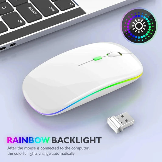 Wireless Mouse Rechargeable Silent LED PC Laptop Computer Bluetooth Dual Mode