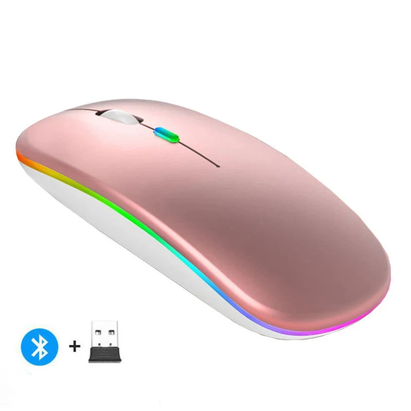 Wireless Mouse Rechargeable Silent LED PC Laptop Computer Bluetooth Dual Mode