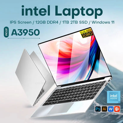 Laptop Computer Windows 11 Pro Intel Atom A3950 2025 12GB RAM 512GB 1TB 2TB SSD 1920*1080P
