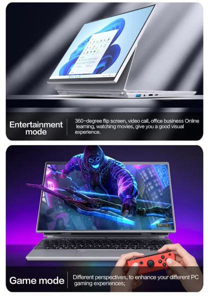 2025 Face ID Laptop 14 Inch 360-degree rotation IPS touch screen 16GB RAM Intel 12th N95 Windows 11 Pro